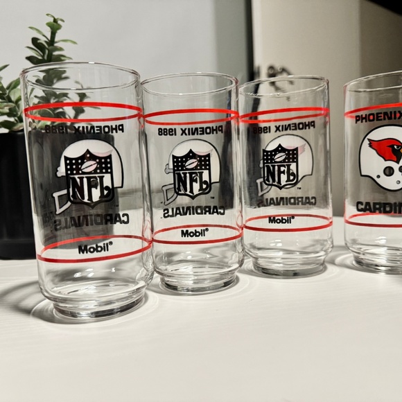 Set of 6- Vintage Arizona Phoenix Cardinals 1988 Mobil Drink Ware - Picture 3 of 6
